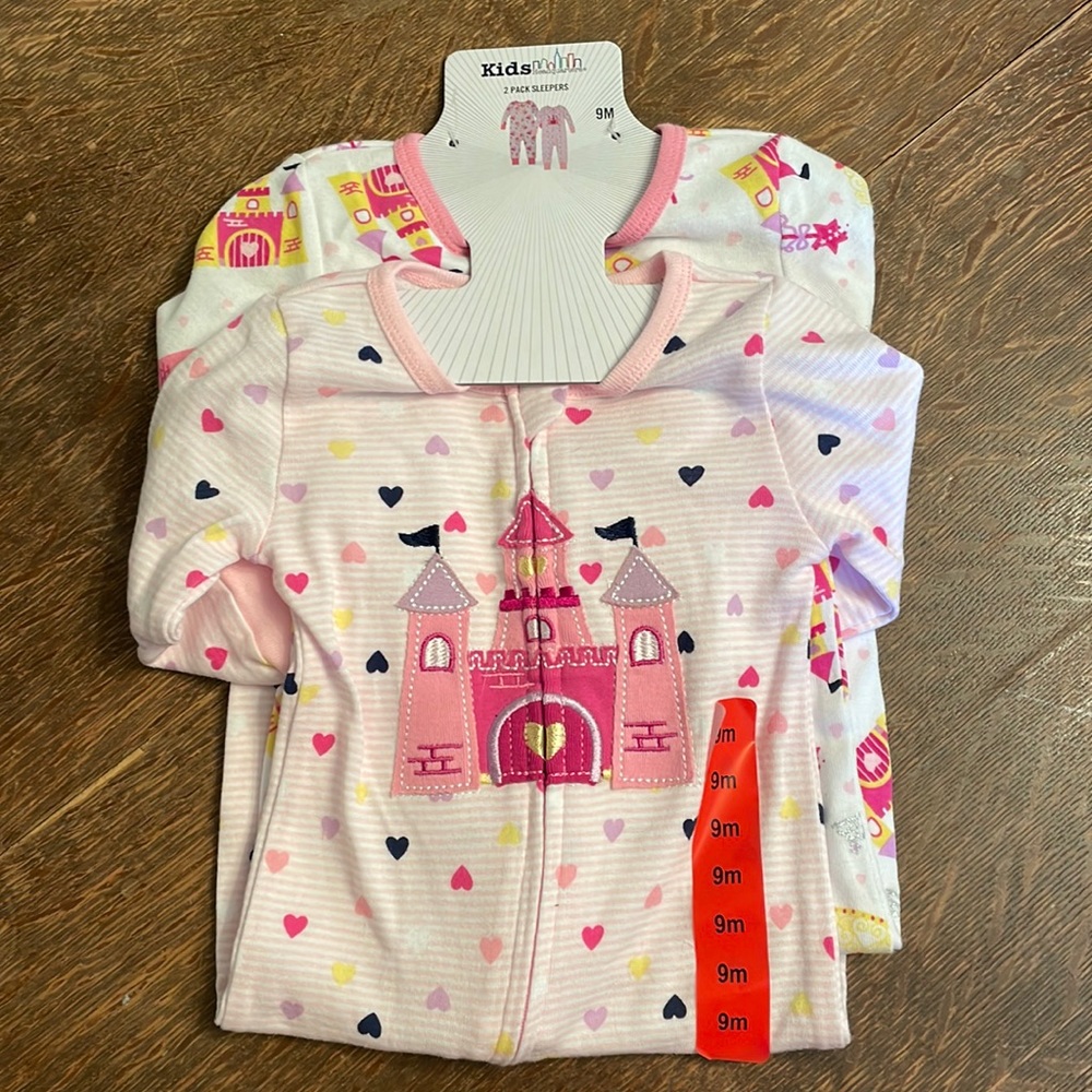 Kids Headquarters Castle Princess footless Pjs 2 pack set 9m